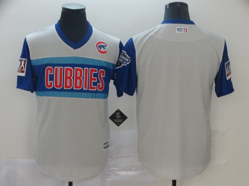 Customized Men Chicago Cubs blank white blue throwback  MLB Jerseys->chicago cubs->MLB Jersey